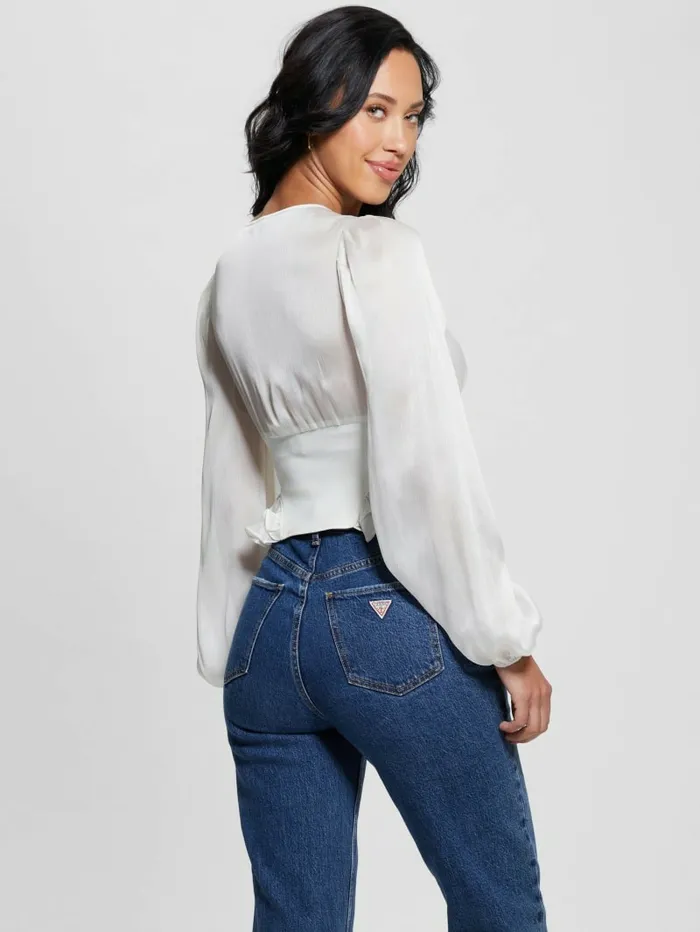 Women Eco Hamiri Corset Top Dove White Tops GUESS