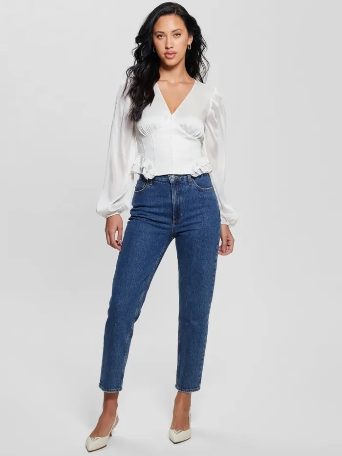 Women Eco Hamiri Corset Top Dove White Tops GUESS
