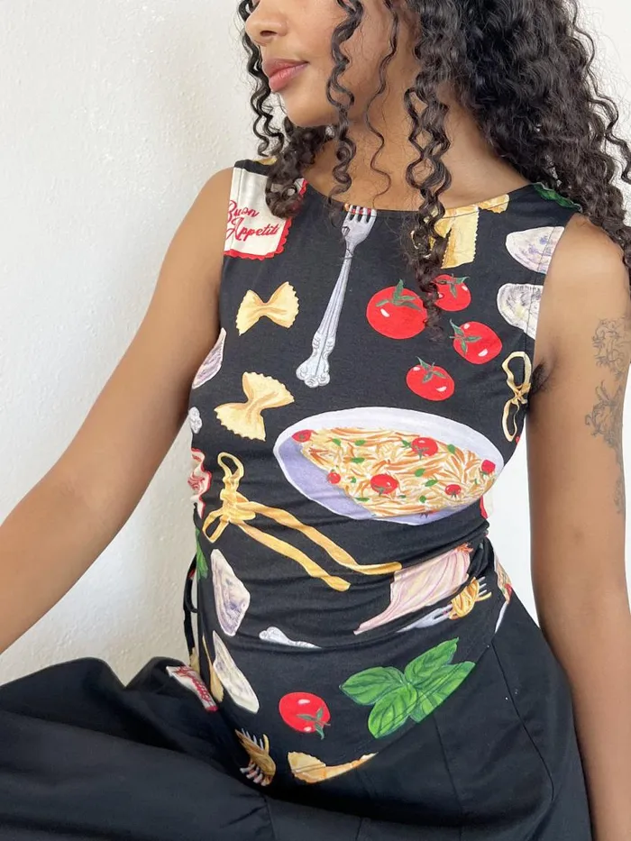 Women Erin Tank Buon Appetito Black Lisa Says Gah Sleeveless Tops