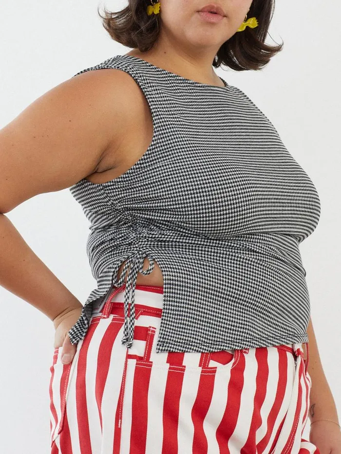 Women Erin Tank Caviar Gingham Lisa Says Gah Sleeveless Tops