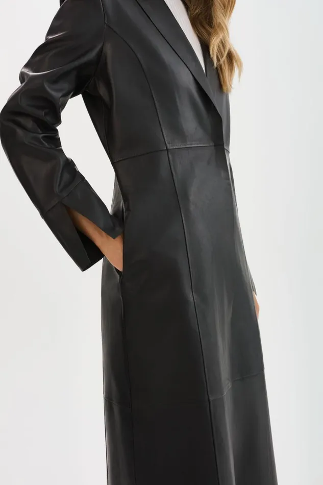 Women EVANNA Leather Maxi Coat Black LAMARQUE Leather Jackets