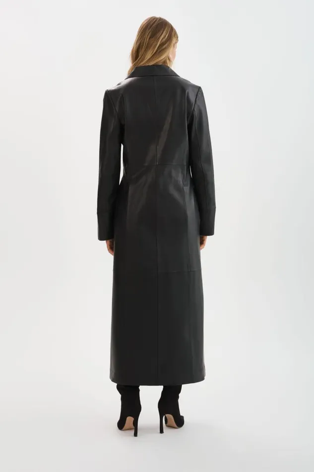 Women EVANNA Leather Maxi Coat Black LAMARQUE Leather Jackets