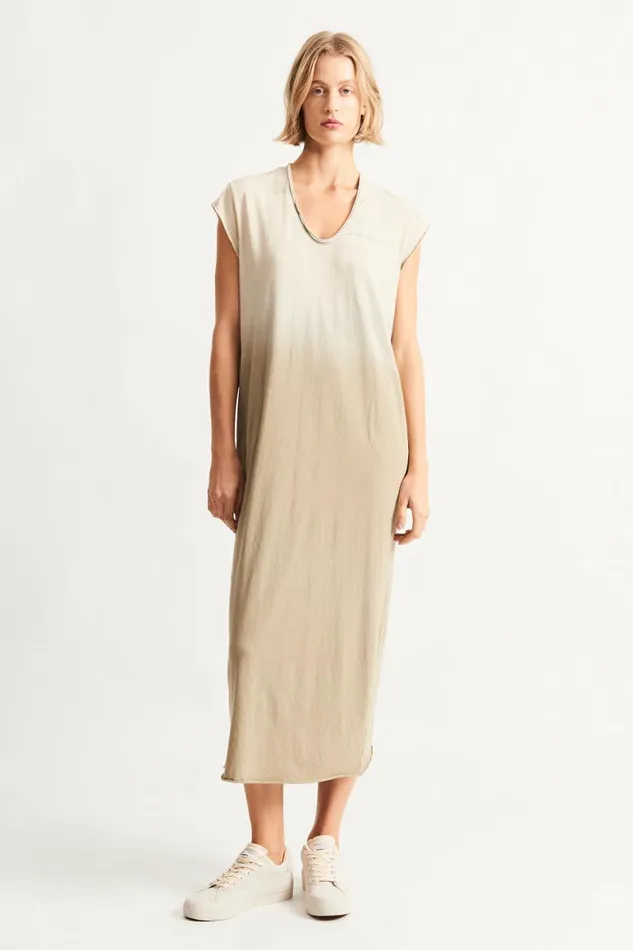 Women Faded Sand Cocoon Dress Raquel Allegra Tops