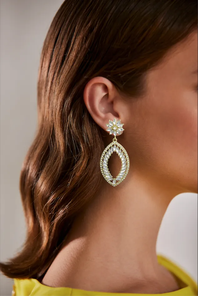 Women Fashion Jewelry Badgley Mischka Crystal Stone Pear Drop Earrings