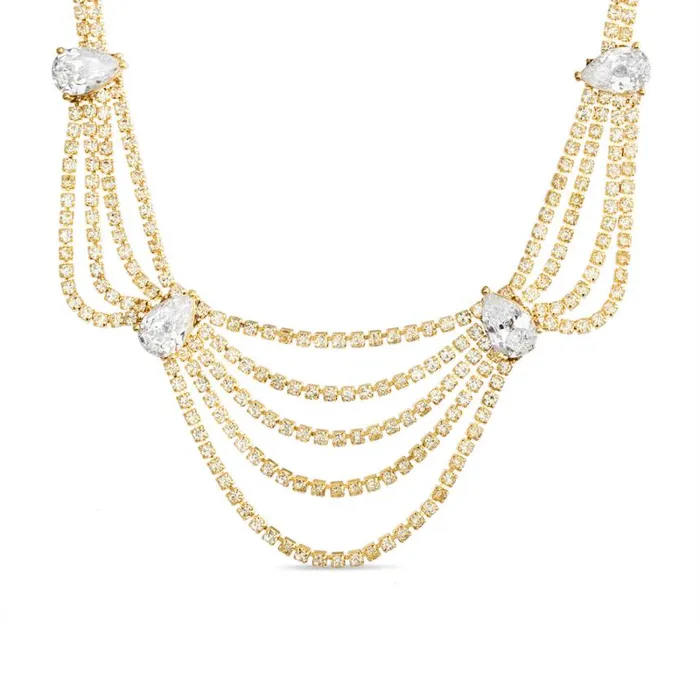 Women Fashion Jewelry Badgley Mischka Cz Teardrop Crystal Bib Necklace