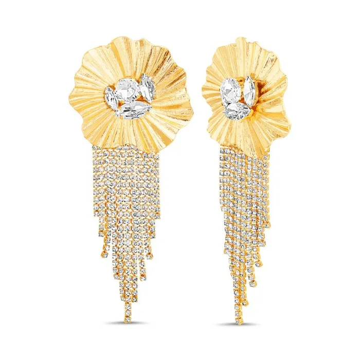 Women Fashion Jewelry Badgley Mischka Floral Fan Statement Waterfall Earring