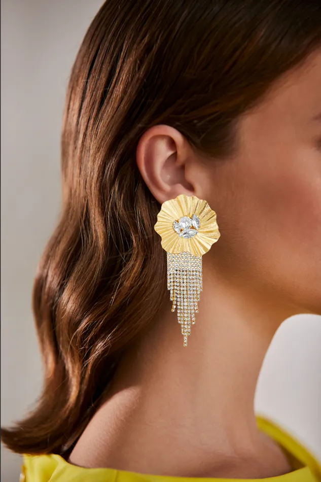 Women Fashion Jewelry Badgley Mischka Floral Fan Statement Waterfall Earring