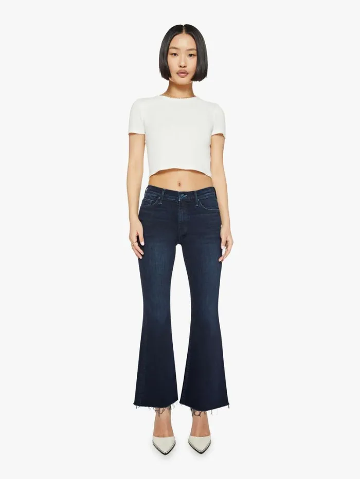 Women Flare Mother Denim Petites The Lil039 Weekender Fray Wash Chip On My Shoulder