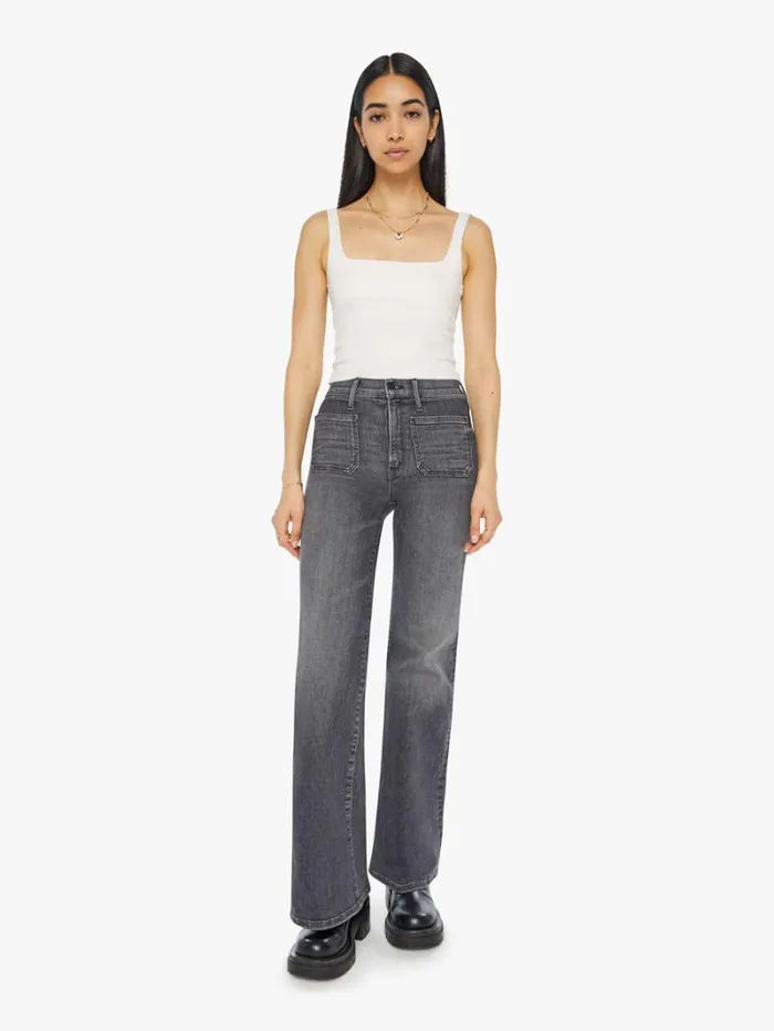 Women Flare Mother Denim The Patch Pocket Twister Sneak Wash Up In Smoke