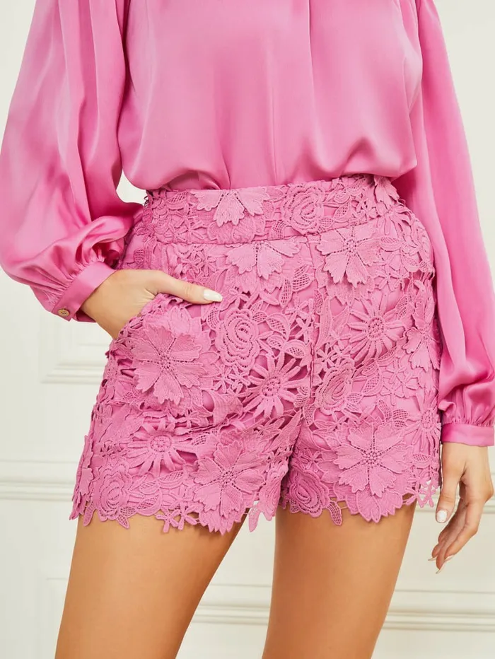 Women Flora Lace Short Rocker Rouge Bottoms GUESS