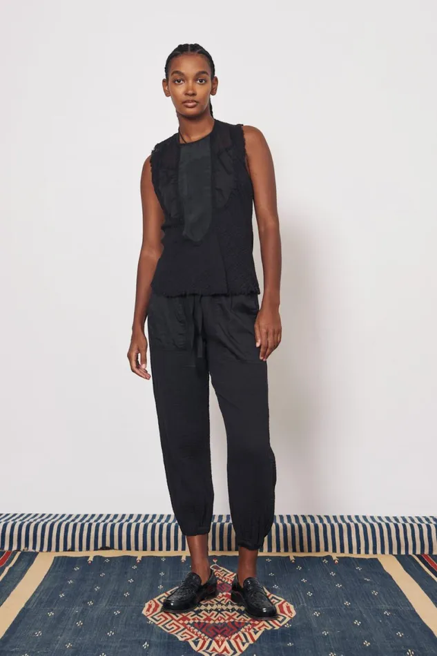 Women Gauze and Cotton Sateen Faded Black Kampala Top Raquel Allegra Tops