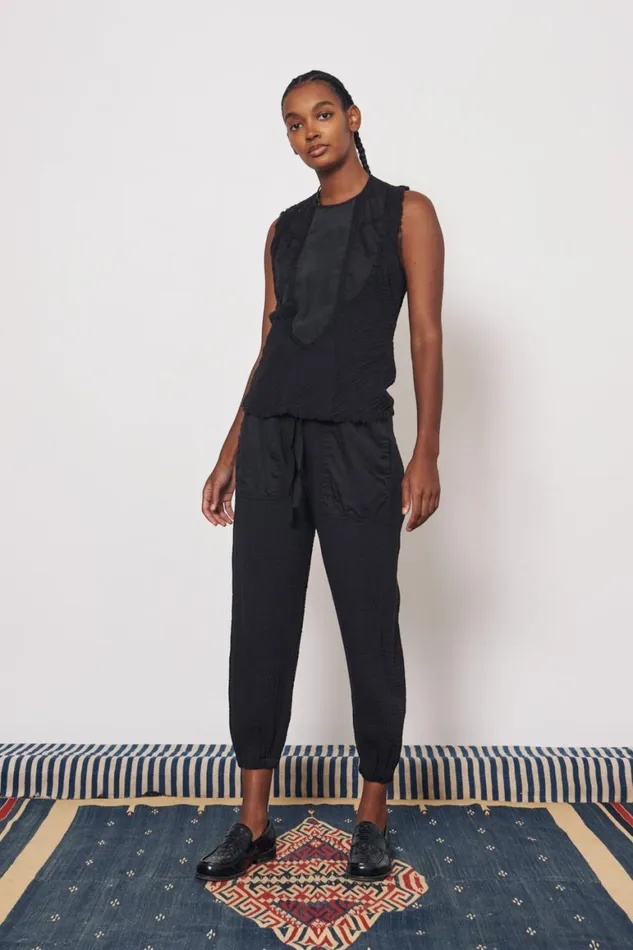 Women Gauze and Cotton Sateen Faded Black Kampala Top Raquel Allegra Tops