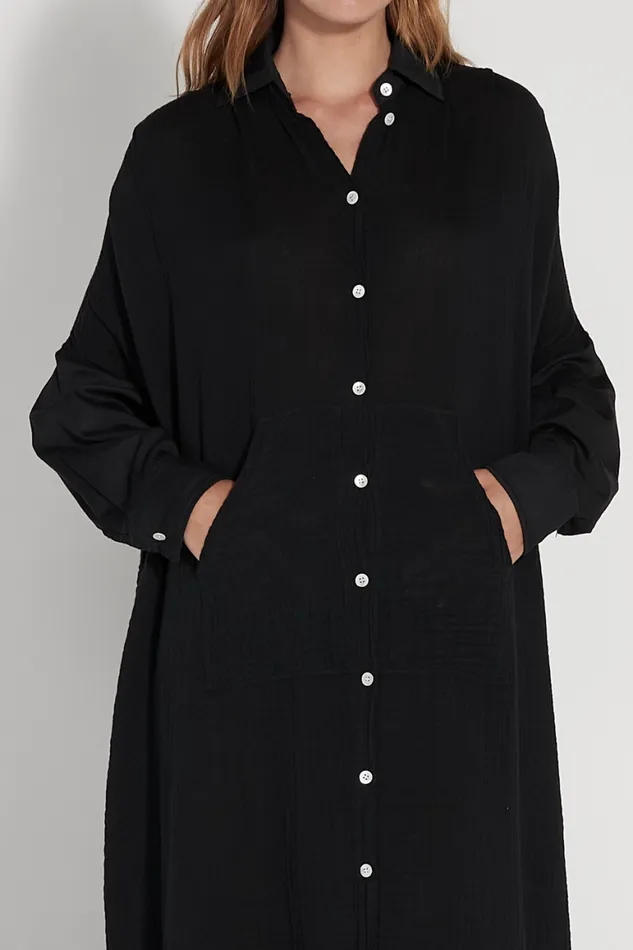 Women Gauze Black Caftan Dress Raquel Allegra Dresses