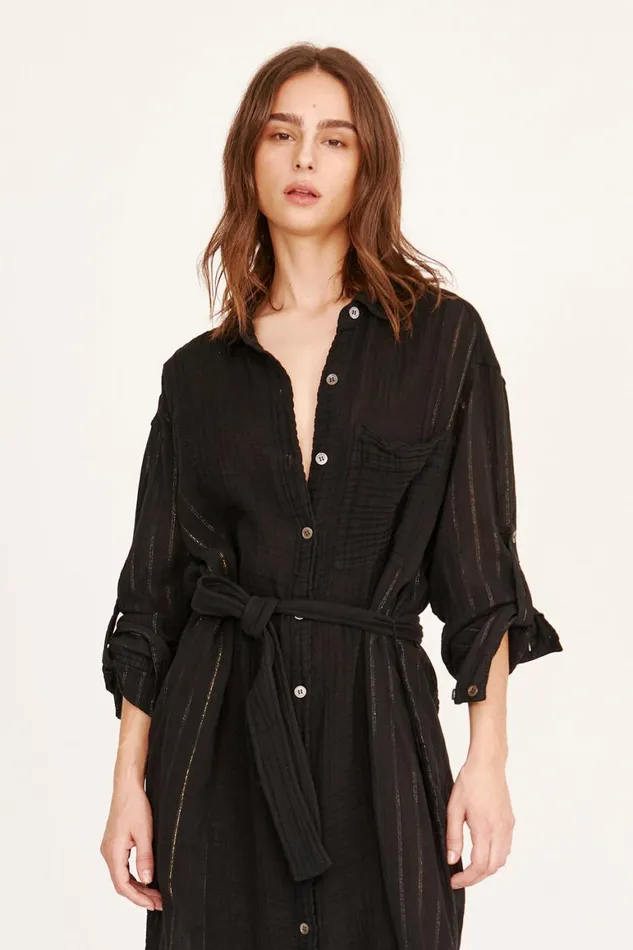 Women Gauze Black Los Feliz Dress Raquel Allegra Dresses