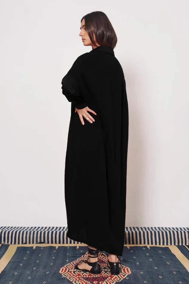 Women Gauze Faded Black Caftan Shirt Dress Raquel Allegra Dresses