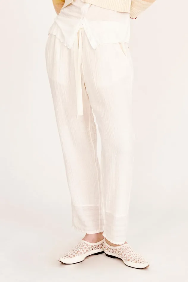 Women Gauze Washed White Overland Pant Raquel Allegra Bottoms