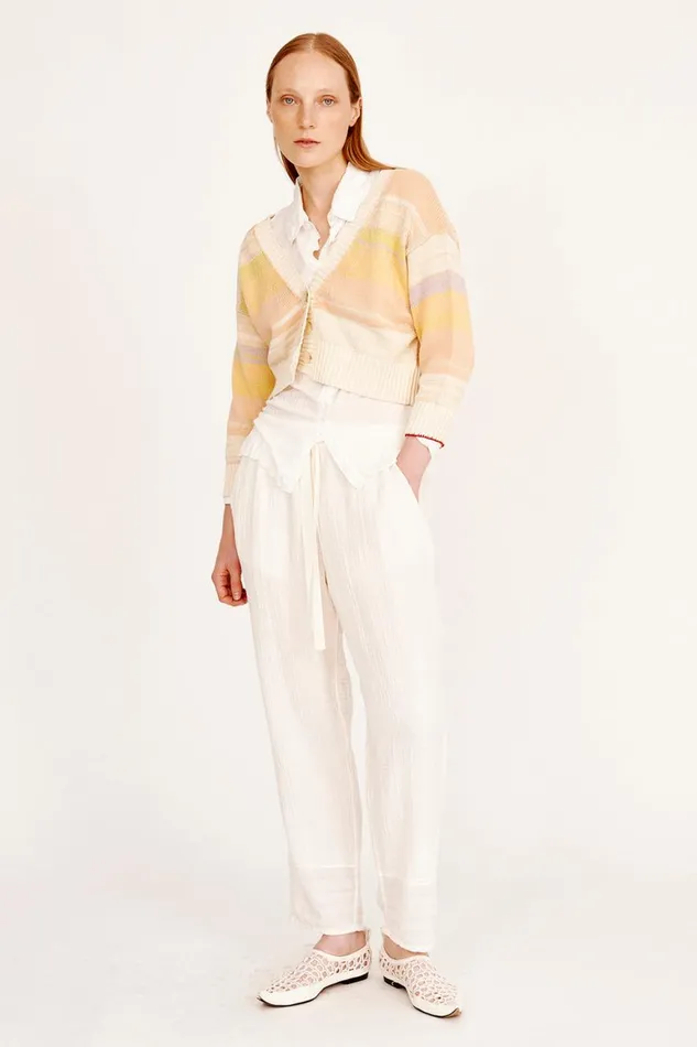 Women Gauze Washed White Overland Pant Raquel Allegra Bottoms
