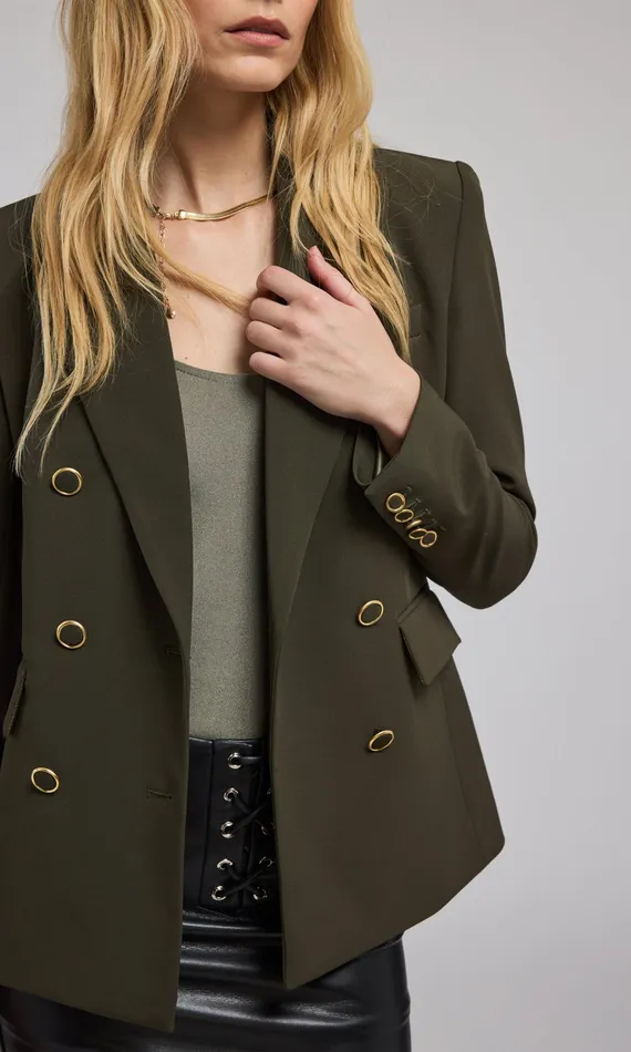 Women Generation Love Clothing Blazers and Jackets Arielle Crepe Blazer Pine