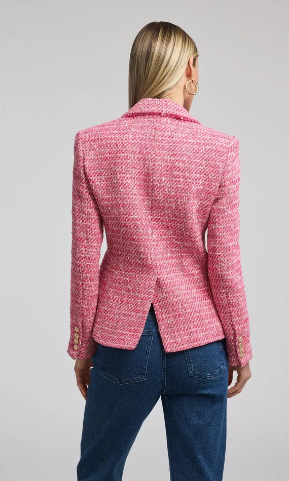 Women Generation Love Clothing Blazers and Jackets Eliza Tweed Blazer Hot Pinkwhite