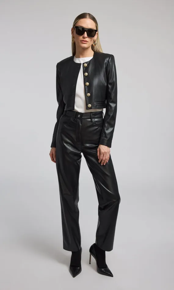 Women Generation Love Clothing Blazers and Jackets Marko Vegan Leather Blazer Black