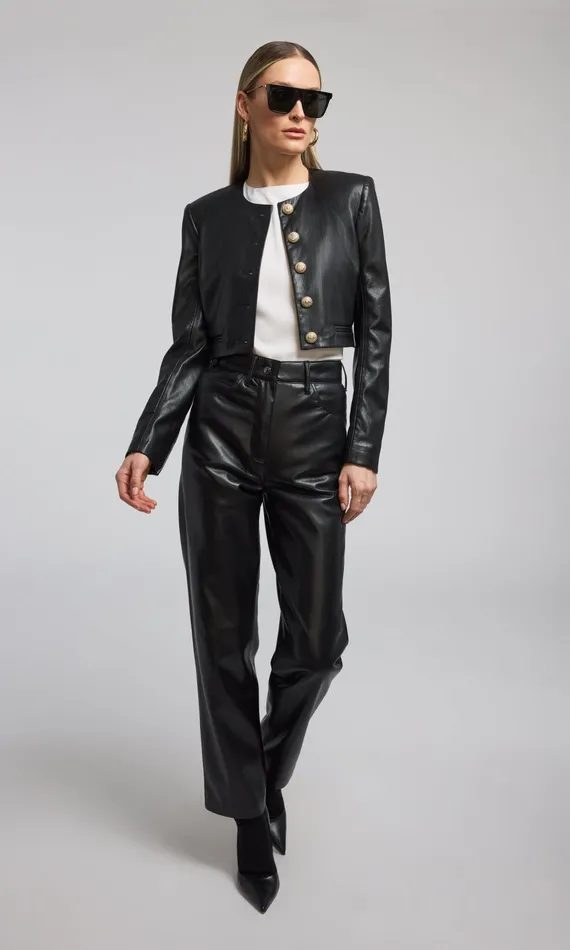 Women Generation Love Clothing Blazers and Jackets Marko Vegan Leather Blazer Black