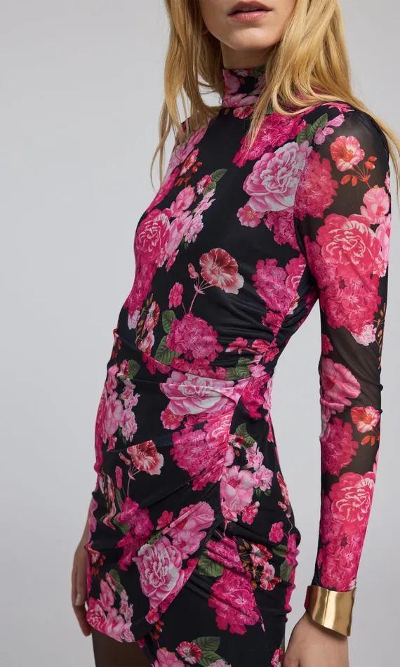 Women Generation Love Clothing Dresses Talulla Floral Mesh Mini Dress Black Floral Fantasy