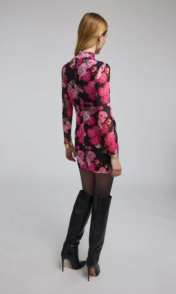 Women Generation Love Clothing Dresses Talulla Floral Mesh Mini Dress Black Floral Fantasy
