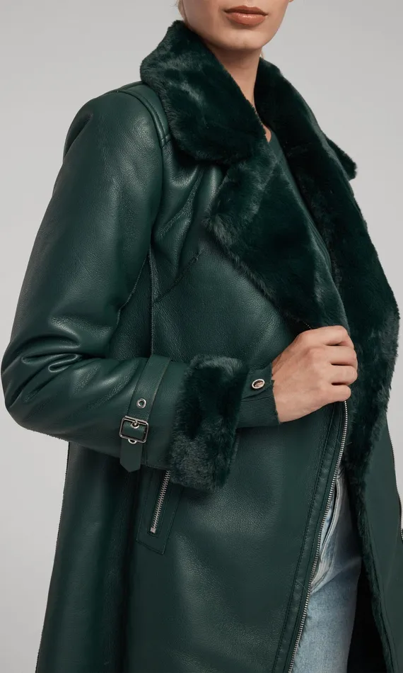 Women Generation Love Clothing Outerwear Carla Vegan Leather And Faux Fur Combo Coat Forest Women Generation Love Clothing Outerwear Carla Vegan Leather And Faux Fur Combo Coat Forest