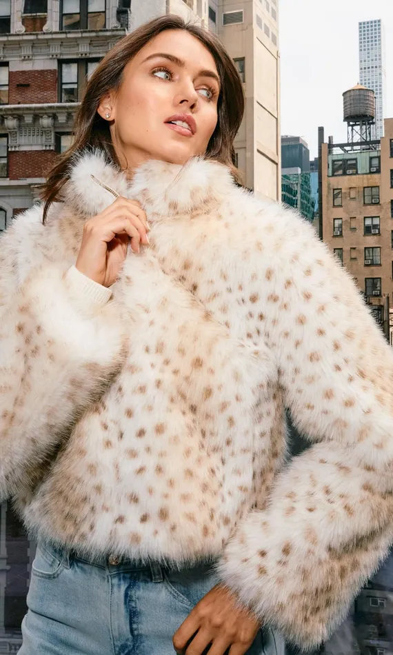 Women Generation Love Clothing Outerwear Georgina Leopard Faux Fur Jacket Snow Leopard Women Generation Love Clothing Outerwear Georgina Leopard Faux Fur Jacket Snow Leopard