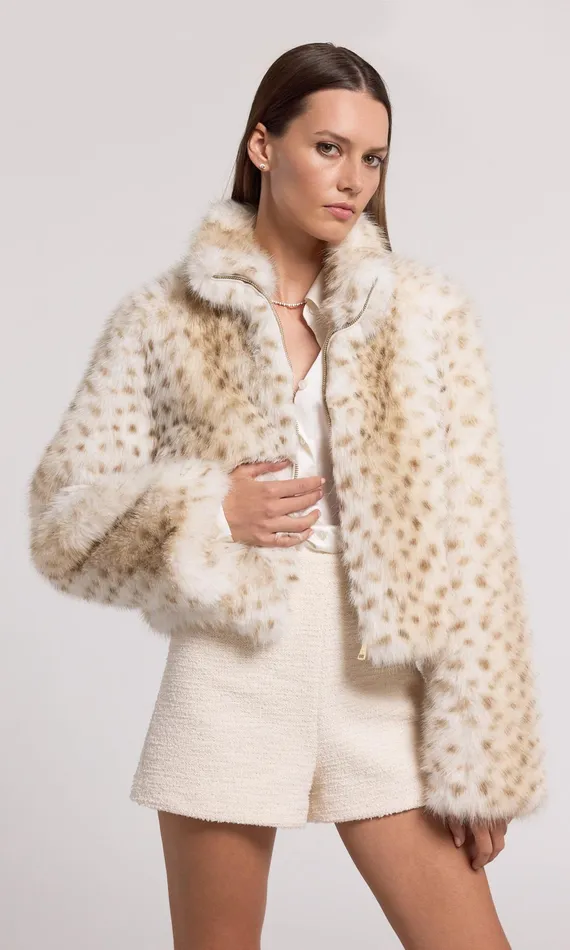 Women Generation Love Clothing Outerwear Georgina Leopard Faux Fur Jacket Snow Leopard
