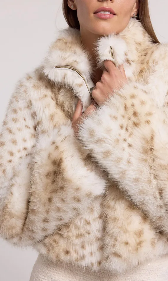 Women Generation Love Clothing Outerwear Georgina Leopard Faux Fur Jacket Snow Leopard