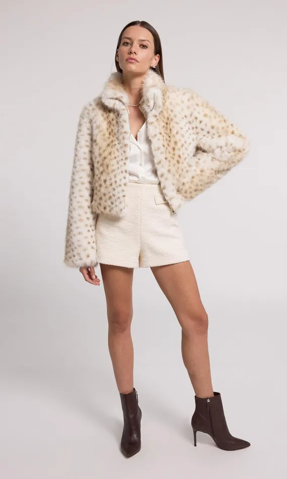Women Generation Love Clothing Outerwear Georgina Leopard Faux Fur Jacket Snow Leopard