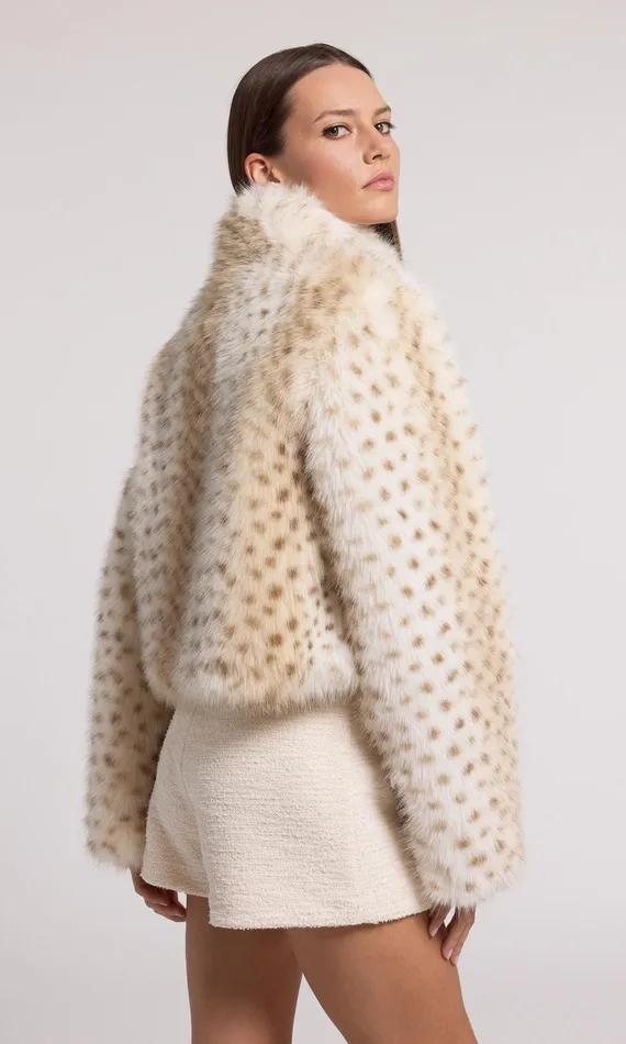 Women Generation Love Clothing Outerwear Georgina Leopard Faux Fur Jacket Snow Leopard