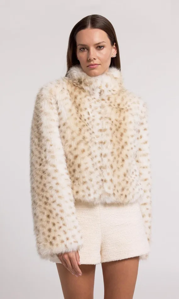 Women Generation Love Clothing Outerwear Georgina Leopard Faux Fur Jacket Snow Leopard