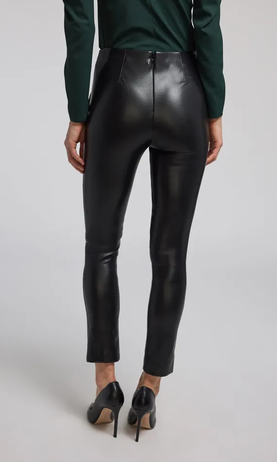 Women Generation Love Clothing Pants RYDER VEGAN LEATHER LACEUP LEGGING Black