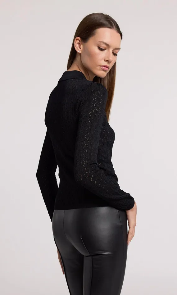 Women Generation Love Clothing Sweaters and Sweatshirts Angelica Pointelle Sweater Black