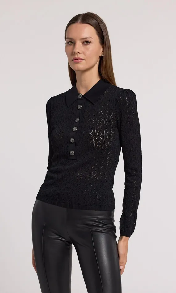 Women Generation Love Clothing Sweaters and Sweatshirts Angelica Pointelle Sweater Black