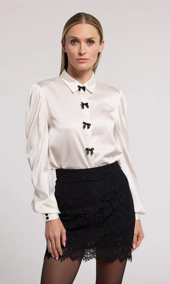 Women Generation Love Clothing Tops Arly Bow Blouse Whiteblack