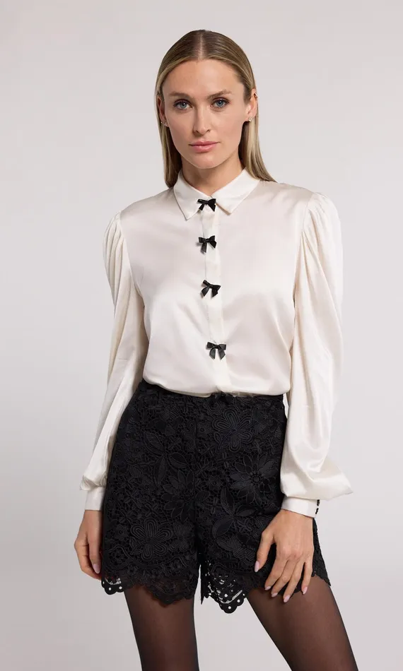 Women Generation Love Clothing Tops Arly Bow Blouse Whiteblack