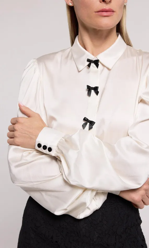 Women Generation Love Clothing Tops Arly Bow Blouse Whiteblack