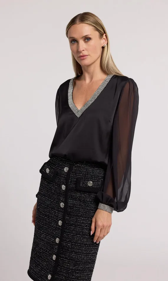 Women Generation Love Clothing Tops Carina Crystal Blouse Blackclear