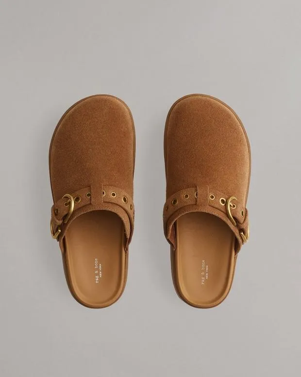 Women Geo Suede Platform Mules Brownwood Suede Flats rag and bone