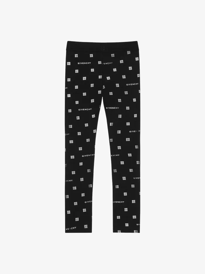 Women Girl 4 To 12 Years Givenchy Leggings In GIVENCHY 4G Jersey Blacksilvery