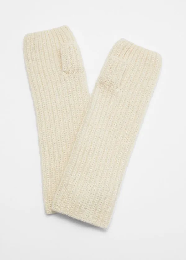 Women Gloves and Other Stories CashmereBlend Fingerless Gloves Ivory