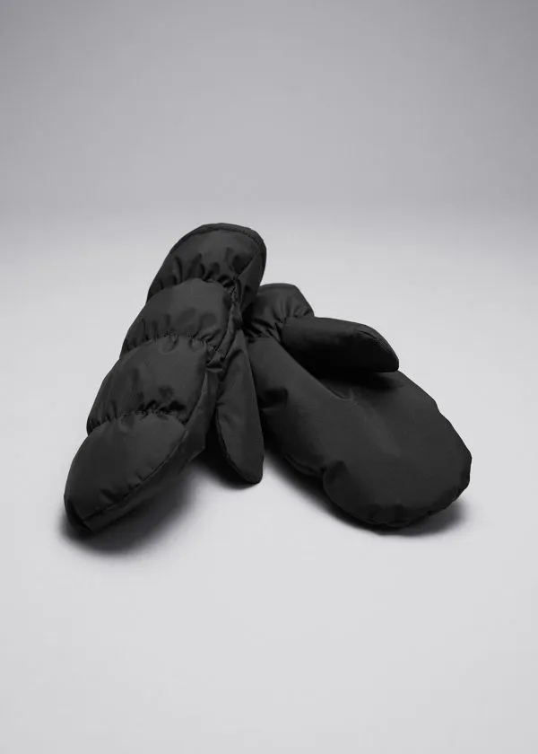 Women Gloves and Other Stories Quilted Puffer Mittens Black