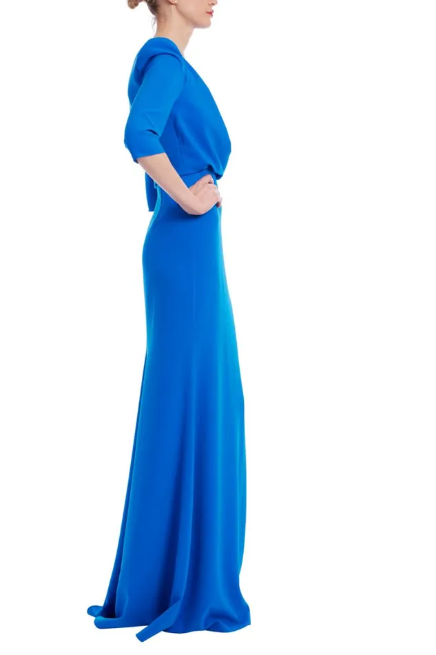 Women Gowns Badgley Mischka Draped Bodice Gown Cobalt