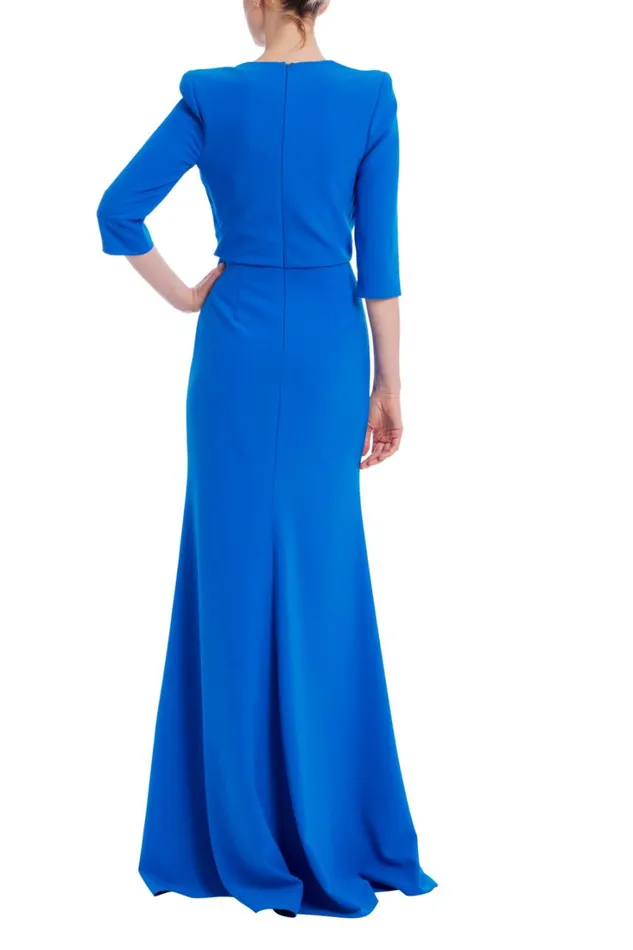 Women Gowns Badgley Mischka Draped Bodice Gown Cobalt
