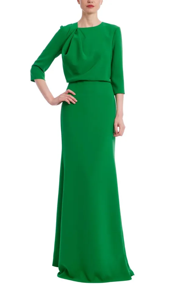 Women Gowns Badgley Mischka Draped Bodice Gown Cobalt