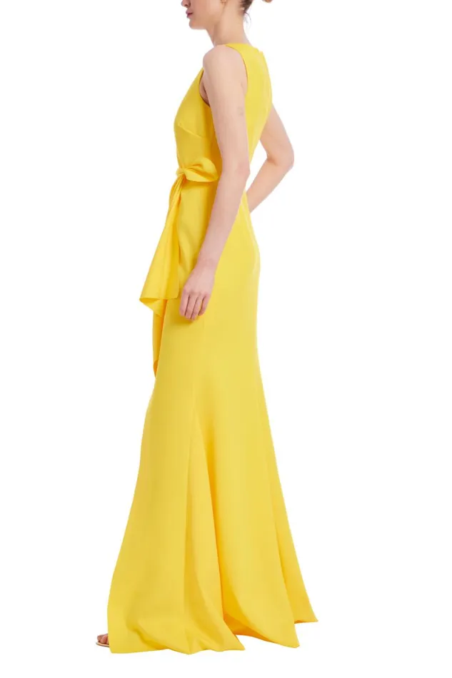 Women Gowns Badgley Mischka Sleeveless High Low Gown Yellow