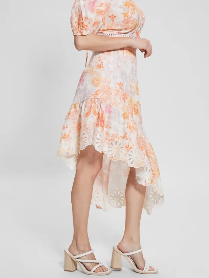 Women GUESS Eco Devi Asymmetrical Skirt Tangerine Bloom Bottoms Women GUESS Eco Devi Asymmetrical Skirt Tangerine Bloom Bottoms